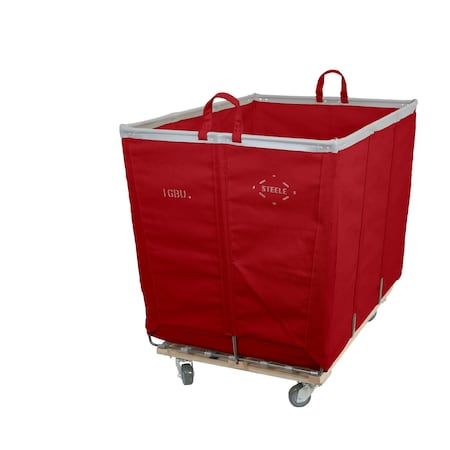 Steele Canvas Basket 16 BU Permanent Truck Red Vinyl w/Grey Vinyl - 3in Casters Diamond Mount 9416VREDVGRYW3